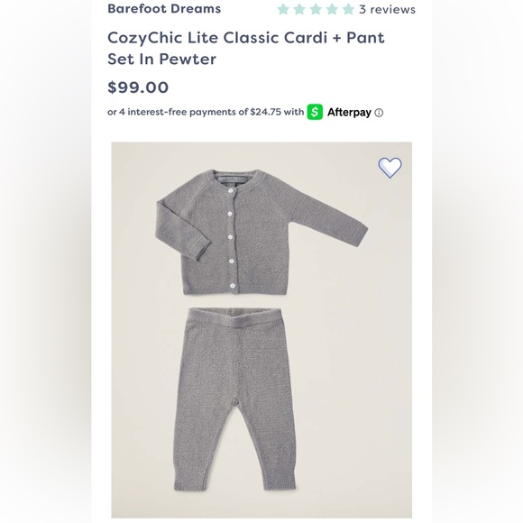 Barefoot Dreams Cozychic lite Kids Cardi and pant Set - Gray 12 - 18 months - Picture 9 of 10